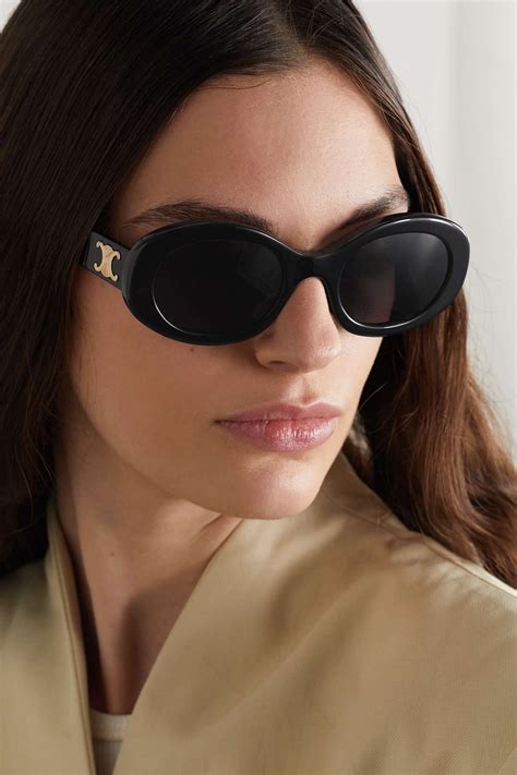 celine oval acetate sunglasses|Celine triomphe oval metal sunglasses.